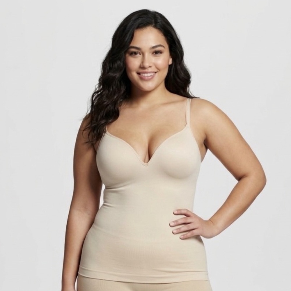 Maidenform Tan Seamless Shaping Camisole Built-In Support Shapewear EUC 2X